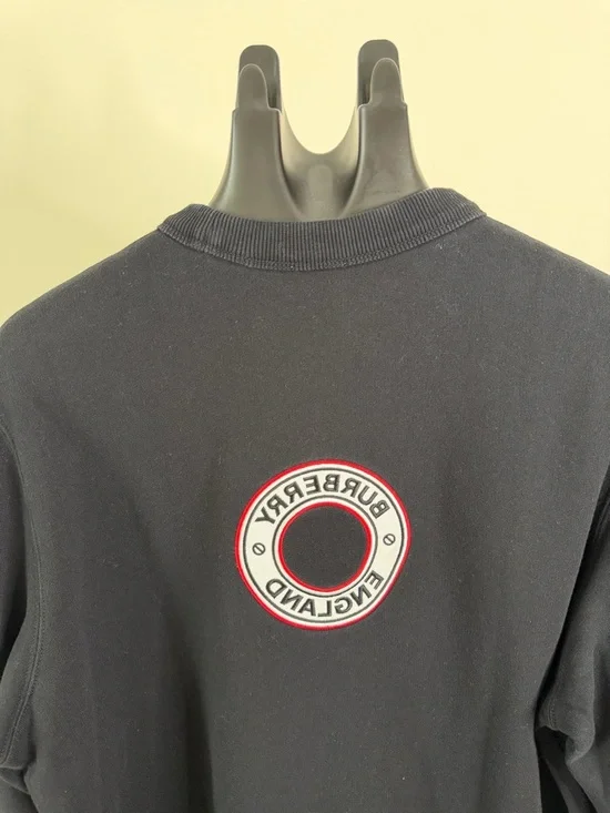 Burberry Black Crewneck Sweatshirt with White and Red Logo - Picture 4 of 7